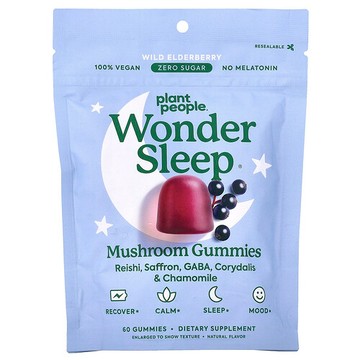 Plant People, WonderSleep®，蘑菇軟糖，野生接骨木果味，60 粒軟糖，5.2 盎司（148 克）