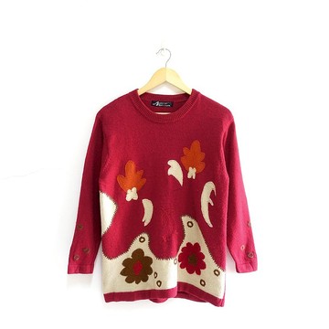 │Slowly│ 可愛拼接-古著毛衣│vintage.復古.文藝.