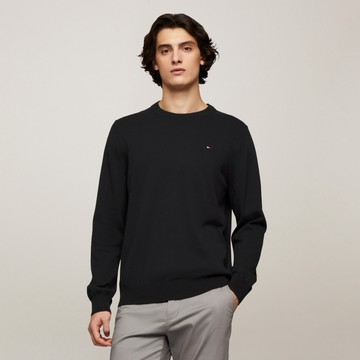 【Tommy Hilfiger】標誌性圓領毛衣_黑色