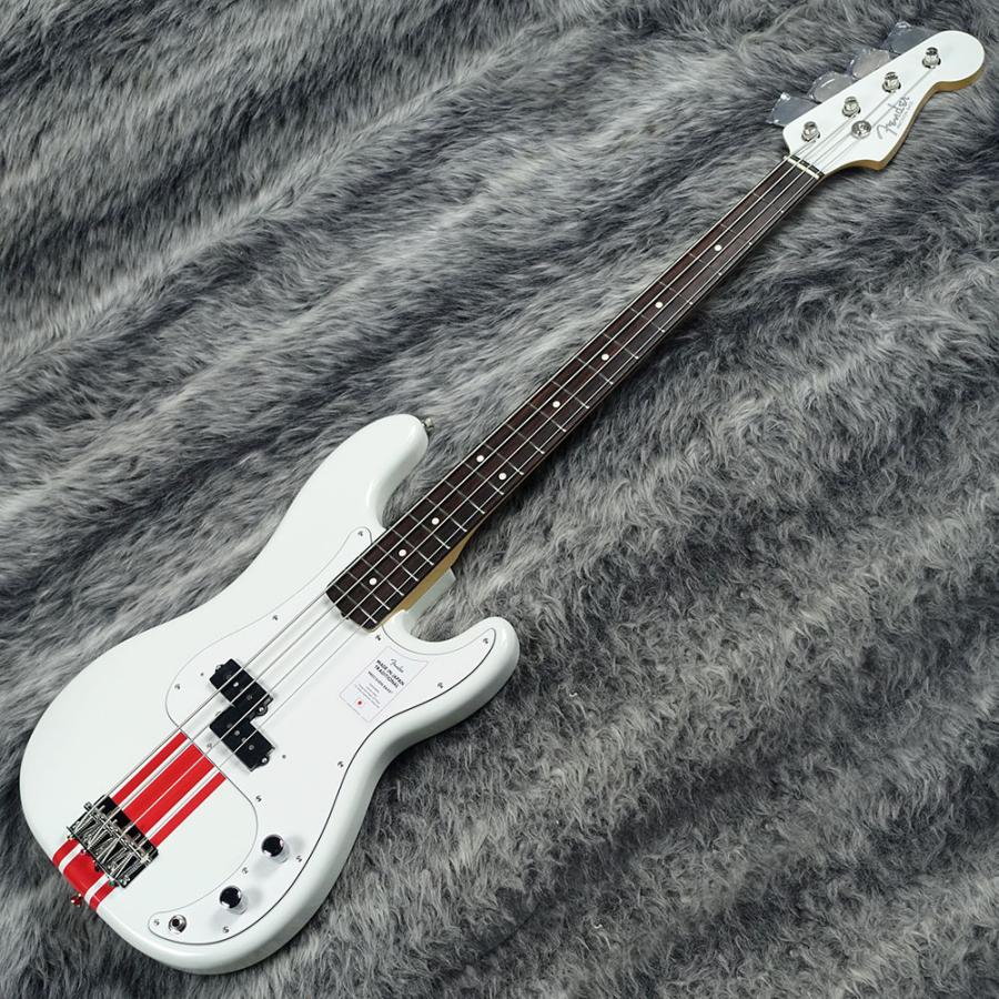 Fender 2023 Collection Made in Japan Traditional 60s Precision Bass Olympic White with Red Competition Stripe