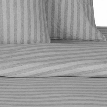 自然針織條紋被套單人經典淺灰