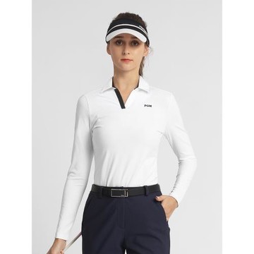 高爾夫服裝女長袖春季新款2023高爾夫女裝英倫風V領顯瘦運動上衣