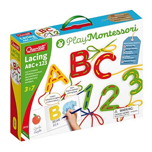 Quercetti Playモンテッソーリ玩具-レース用ABC 123-53点セット子供の