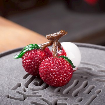 輕奢精品荔枝變色茶寵擺件可愛招財盤具擺件可養茶玩配件小茶功夫