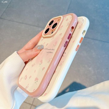 春天粉色碎花蘋果14手機殼iPhone13女11/12promax情侶xr小眾xs女