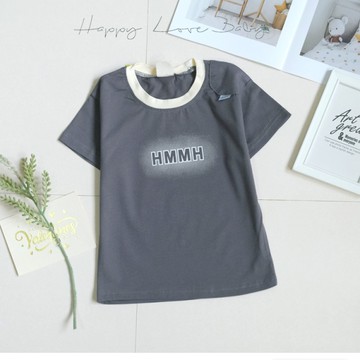 韓系質感灰撞色領拼布設計棉質短袖上衣 春夏童裝 韓版童裝 男童上衣 男童短袖 男童棉T 男童T恤