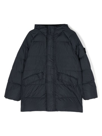 STONE ISLAND JUNIOR logo badge-detailed nylon down jacket Boy