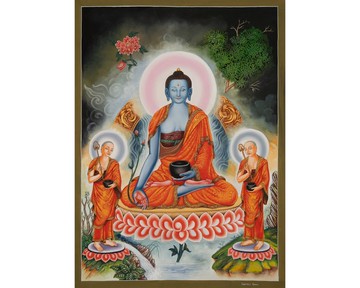 藥師佛唐卡畫作 – 手繪藏式健康佛像