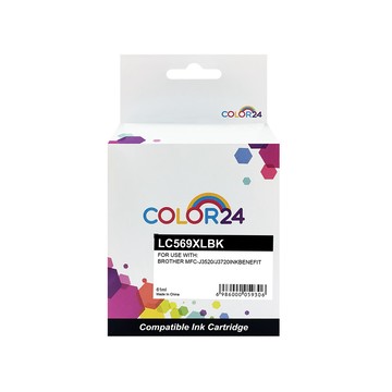 Color24 for Brother 黑色 LC569XL-BK/LC569XLBK 高容量相容墨水匣 適用MFC J3520/J3720