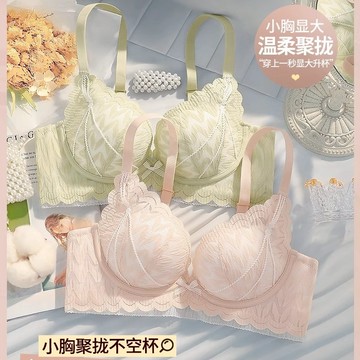 內衣專家 新款蕾絲內衣 舒適透氣上託調整型收副乳內衣  無痕無鋼圈內衣 集中爆乳深V內衣 小胸內衣