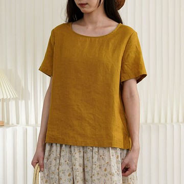 休閒亞麻純色上衣253258