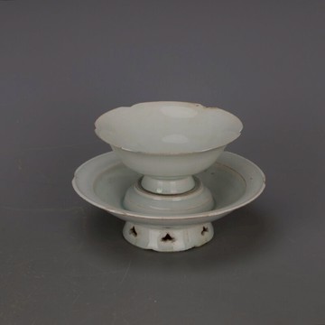 景德鎮湖田窯青釉荷葉盞杯子 仿宋代出土薄胎全手工軟裝茶樓日用