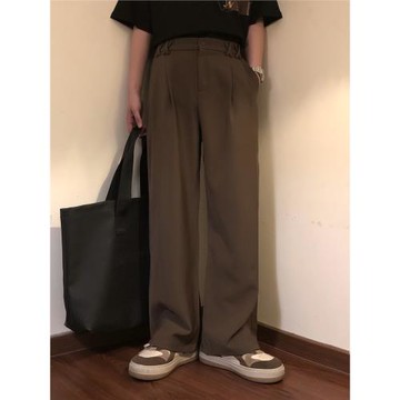 NAGAWL夏季美式復古純色寬松直簡闊腿褲子休閑百搭西褲長褲男女潮