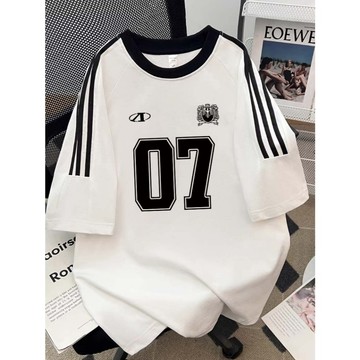 【ABCD】100%純棉 寬鬆上衣 女生衣服 三條槓T恤 顯瘦穿搭 國中生衣服 潮牌 t恤 重磅短袖 素色上衣 落肩上衣