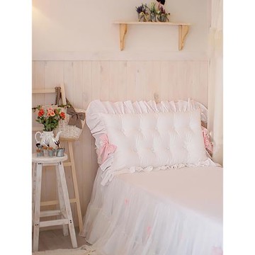 Design-julliette新款 餅干白色長靠枕 床頭枕 含芯可拆洗