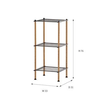 【H&R安室家】33*31*76CM木紋開放式三層置物架BC178EY