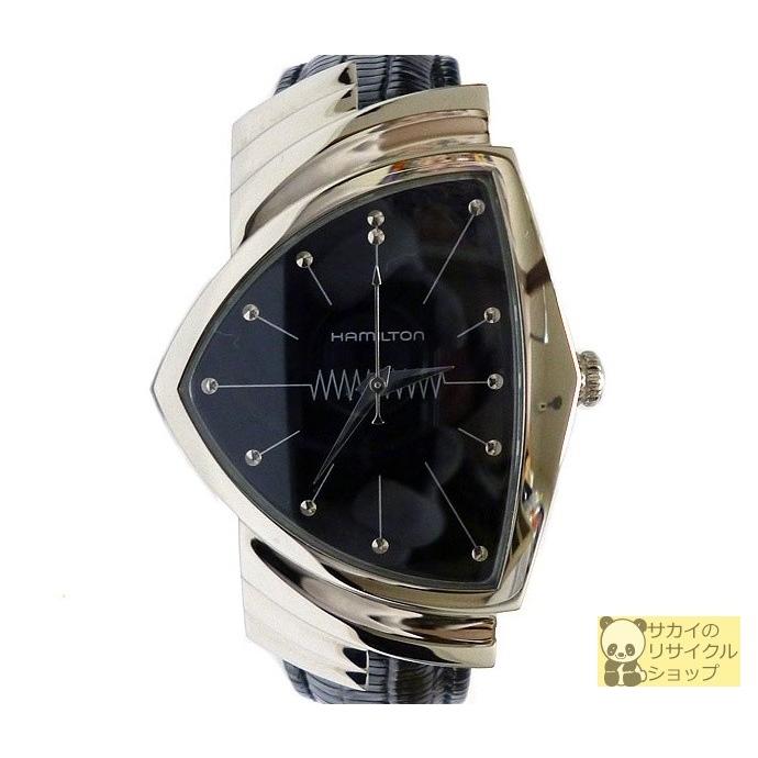 ハミルトン ベンチュラ H244112 黒文字盤 SS メンズ 蛇腹ベルト HAMILTON ハミルトン ベンチュラ H244112 SS レザー 革ベルト