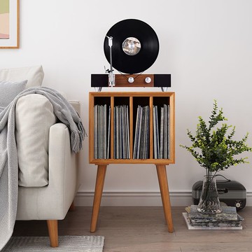 實木黑膠唱片收納櫃簡約雜志櫃北歐萬格櫃落地小書架沙發邊櫃定制129-SFY 公司貨