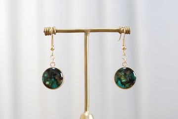 樹脂藝術 圓形耳環・某個終末的風景