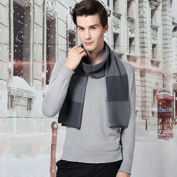純羊毛圍巾男女披肩-格子拼色提花針織配件情人節生日禮物3色74bl20【獨家進口】【米蘭精品】