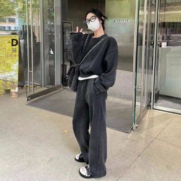 運動套裝女2024秋冬新款高級感小個子搭配顯高休閑衛衣衛褲兩件套