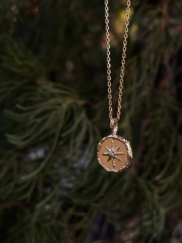 星芒錢幣-金色 原創金工項鍊  純銀鍍金