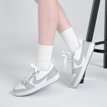 【Sharkhead】現貨 Nike Court Borough 大童款 白灰 水藍標 冰底藍 IH4519-100