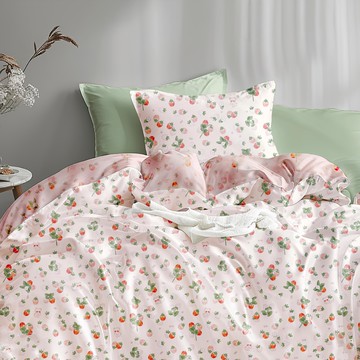 LoveCity 寢城之戀 50支100%萊賽爾天絲 床包枕套組 台灣製  莓莓甜心  加大雙人  床包 + 枕套 2個