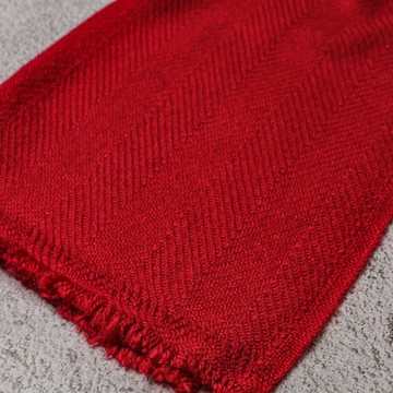 【窄版】喀什米爾羊毛圍巾 斜紋黑色 脖圍 手工機織