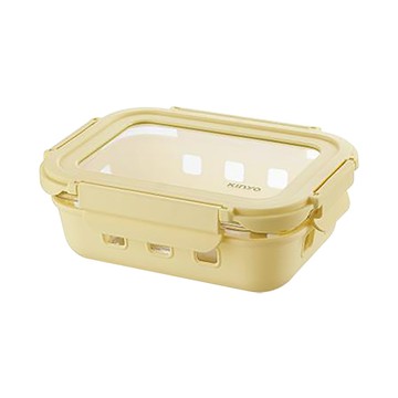 KINYO玻璃蓋保鮮盒/KLC1064Y/640ml/黃