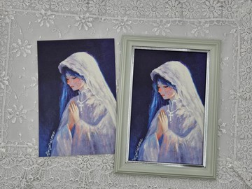 祈禱女孩明信片