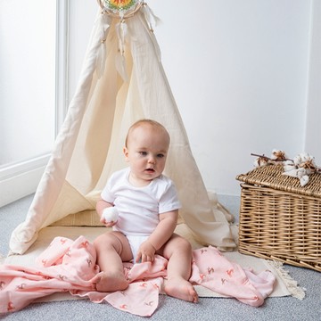 Organic B 有機比比  有機棉包巾 暖暖鹿奔跑