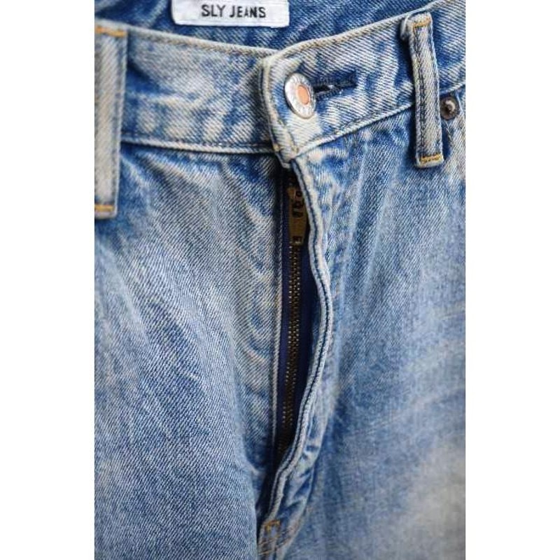 スライジーンズ SLY JEANS ダメージ加工ワイドデニムパンツ レディース