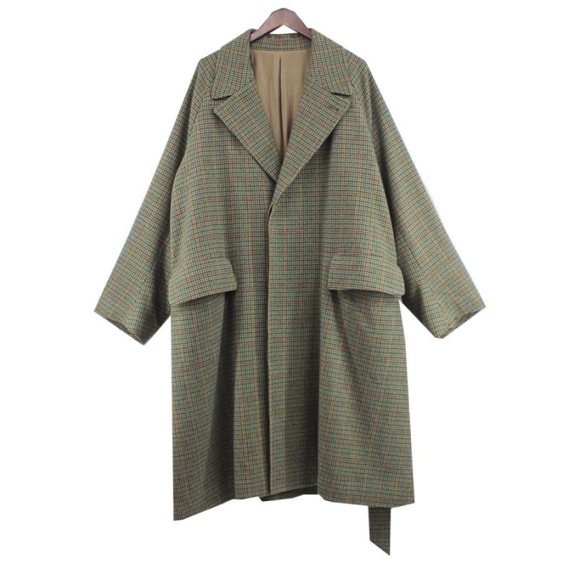 値下げ】URU 19AW WOOL CHECK BELTED COAT ウール チェック ベルテッド