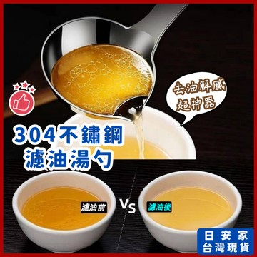日安家 湯勺 濾油湯勺 304不銹鋼湯勺 大湯匙 濾油湯匙 隔日到貨 台灣現貨