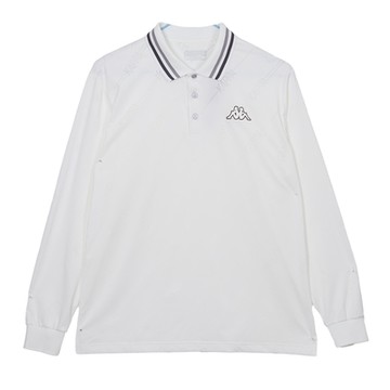 KAPPA 義大利時尚吸濕排汗中性長袖 POLO 白提花 311N3JW001