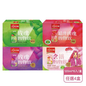 【QUAKER 桂格】天地合補 玫瑰四物飲任選X4盒(120ml*6瓶/盒)