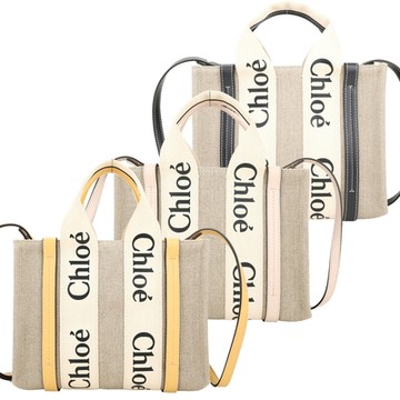 CHLOE 蔻依 Woody 小型 亞麻帆布手提/斜背托特包-多色可選