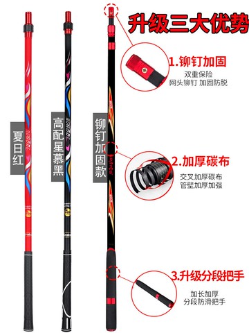 伸縮抄網 抄網桿裸竿碳素抄網竿超硬超輕釣大物抄魚伸縮桿加厚套裝定位加粗【MJ12460】