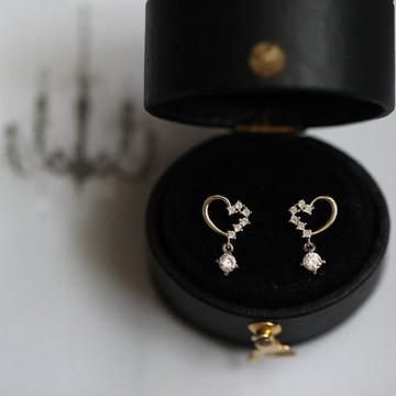 Sweet Air Y0118 鏤空愛心純銀耳環 通體純銀 S925純銀鍍14K金 輕奢閃耀鋯石耳環
