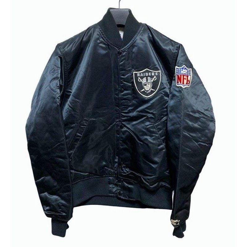 80s 90s〜USA製 NFL RAIDERS/レイダース STARTER サテン スタジャン 黒 Mサイズ ブラック ワッペンロゴ スターター  RUNDMC 長瀬 | LINEブランドカタログ