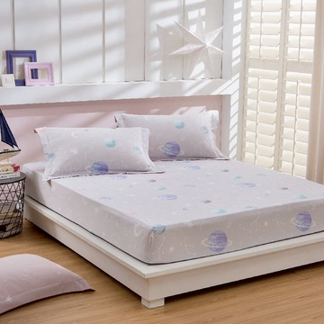 床包組-內含床包+枕套/純粹好棉100%無異纖精梳純棉/2318夜星(粉)