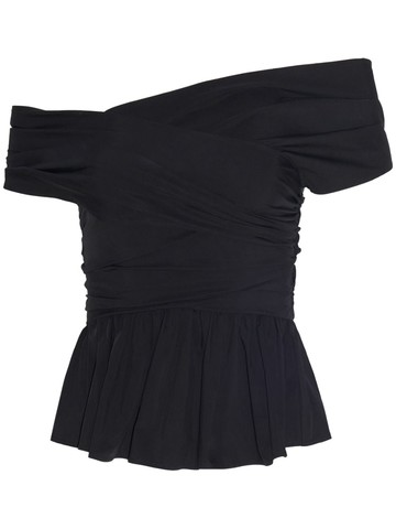 Altuzarra - Pella off-shoulder draped top - women - Cotton/Polyester - 36 - Black