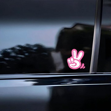 日系車貼💫 比耶笑臉手勢汽車貼紙剪刀手趣味創意車窗車尾電動車可愛裝飾防水 汽車装饰贴