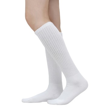 IZILEG 女款 圓筒羅紋 皺褶寬鬆 腿套膝下襪 兩雙組  白色  白色  女(230-250mm)