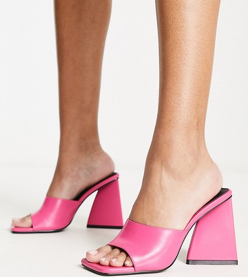 RAID Wide Fit Angel mules with angular heel in hot pink