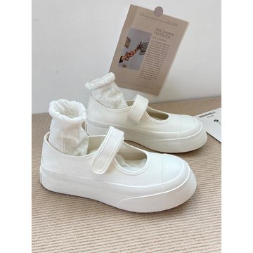 瑪麗珍魔術貼帆布鞋2024新款夏款小白鞋百搭鞋子ins百搭休閑運動