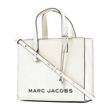 MARC JACOBS 黑色LOGO荔枝紋手提/斜背二用鎖頭包-米白/小