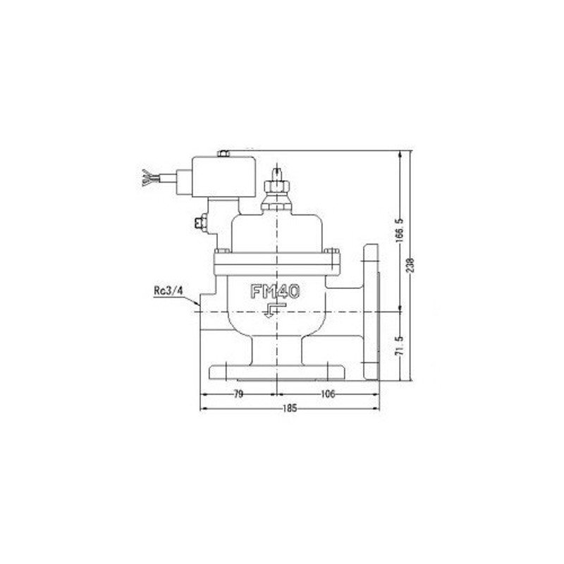 FMバルブ製作所(ストレート型)電磁弁一体型定水位弁 取付タイプ(通電「開」AC100 200V共用 フランジ型)本体材質(鉛レス青銅) - 3