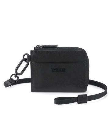 【PORTER INTERNATIONAL】AURA 真皮L形短夾11886-00101 (黑色)